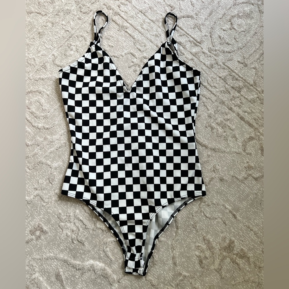 checkered bodysuit